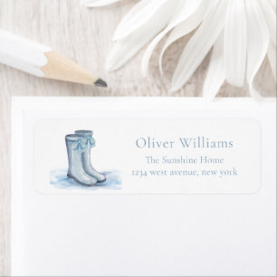 Regenlaarzen Baby Shower Retouradres Blauw Lentere Etiket