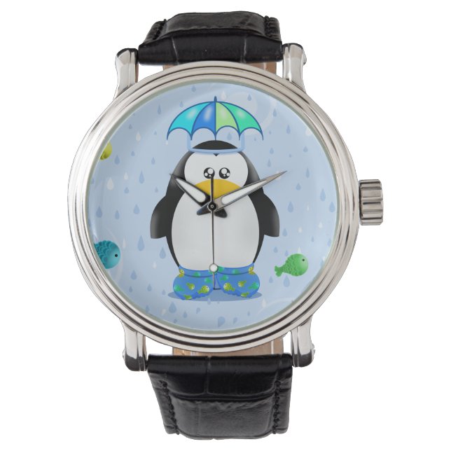 Regenlaarzen Pinguïn Horloge (Voorkant)