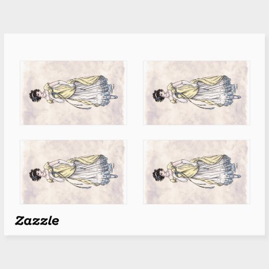 Regenmatige Mode - Lady #1 - 4 Zelfklever Rechthoekige Sticker (Vel)