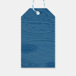 Regenrimpels (blauwe watergolven) cadeaulabel