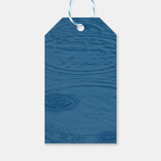 Regenrimpels (blauwe watergolven) cadeaulabel (Voorkant)