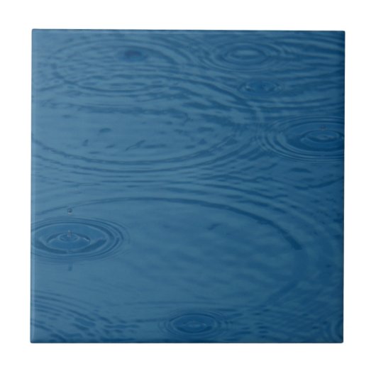 Regenrimpels (blauwe watergolven) tegeltje (Voorkant)
