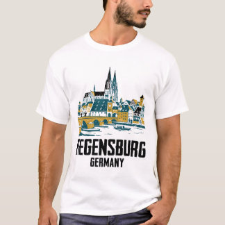 Regensburg Beieren Skyline Uitzicht Met Stenen Bru T-shirt