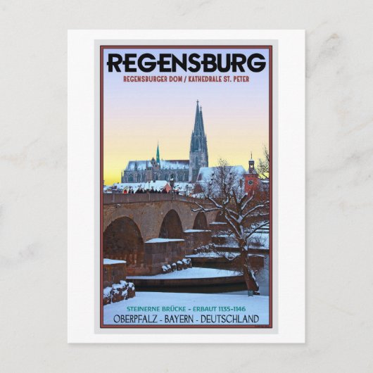 Regensburg - Dom und Steinerne Brücke Briefkaart (Voorkant)