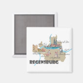 Regensburg Duitsland kaart Magneet (Voorkant / Achterkant)