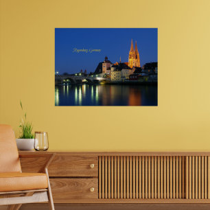 Regensburg, Duitsland landschap 's nachts Poster