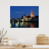 Regensburg, Duitsland landschap 's nachts Poster (Keuken)