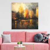 Regenstad abstracte Ai-kunst Canvas Afdruk (Insitu (Woonkamer))