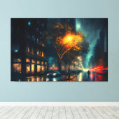 Regenstad, digitale moderne canvas afdruk (Insitu (Houten vloer))