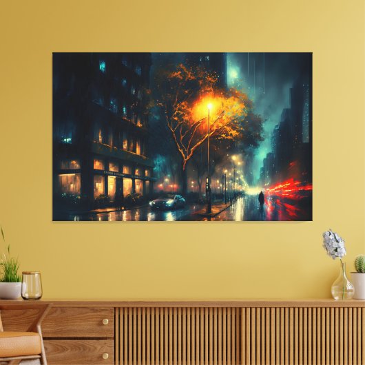 Regenstad, digitale moderne canvas afdruk (Insitu (Woonkamer))