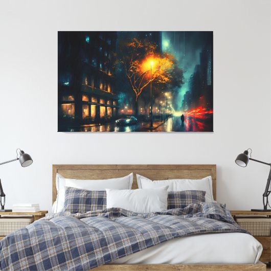 Regenstad, digitale moderne canvas afdruk (Insitu (Slaapkamer))