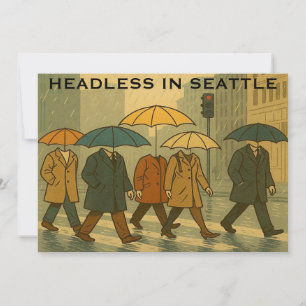 Regenstad Wandelaars met Paraplu Hoofden Seattle K Feestdagenkaart