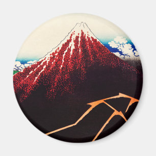 Regenstorm onder de top door Katsushika Hokusai Magneet