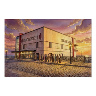 Regent Cinema bij zonsondergang, Redcar Perfect Poster