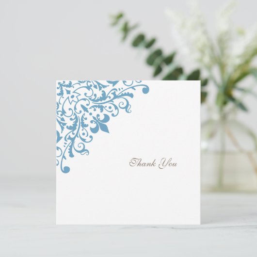 Regent Frans Blauwe Vleur de Lis Square Wedding Bedankkaart (Staand voorkant)