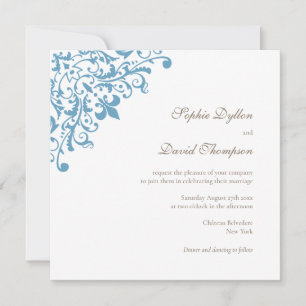 Regent Frans Blue Fleur de Lis Pattern Square Kaart