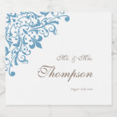 Regent Franse blauwe vloour de Lis Wedding Recepti Sparkling Wijnetiket (Enkel label)