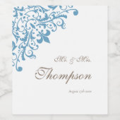 Regent Franse blauwe vloour de Lis Wedding Recepti Wijn Etiket (Enkel label)