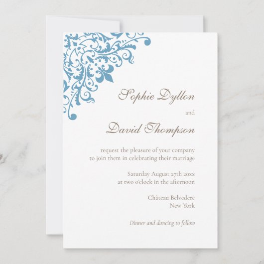 Regent French Blue Fleur de Lis Pattern Kaart (Voorkant)