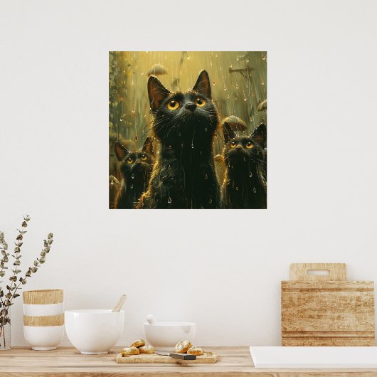 Regent het katten en honden? poster (Keuken)