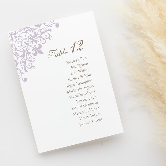 Regent Paarse Fleur de Lis Pattern Wedding Kaart