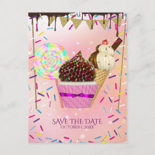 Regentanden Candy Land Snoep Save The Date Aankondigingskaart