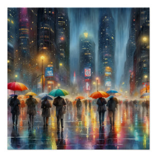 regenval in het centrum perfect poster