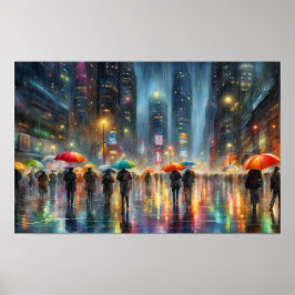 regenval in het centrum poster