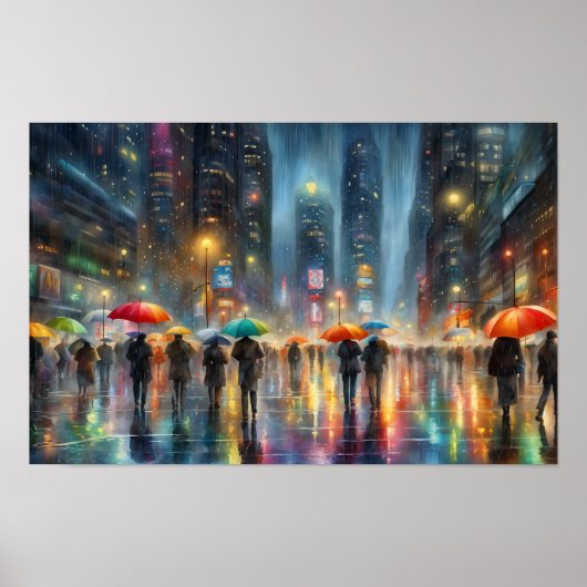 regenval in het centrum poster (Voorkant)