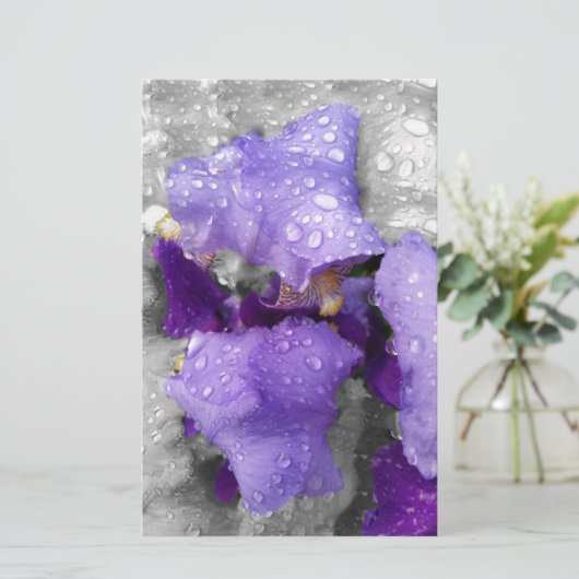 regenval in iris briefpapier (Staand voorkant)