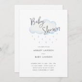 Regenval Modern Minimal Waterverf Baby shower Kaart (Voorkant / Achterkant)