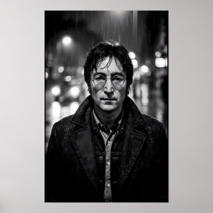 Regenverlichte Stedelijke Solitude Noir Portret Po Poster
