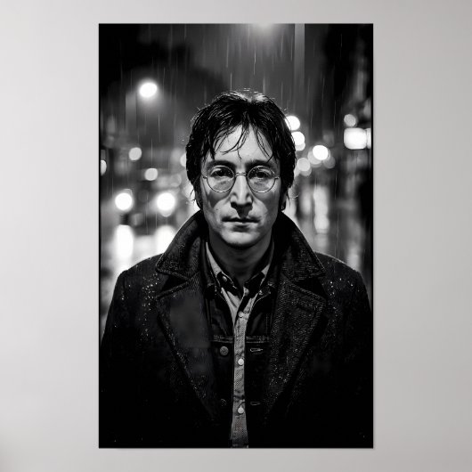 Regenverlichte Stedelijke Solitude Noir Portret Po Poster (Voorkant)