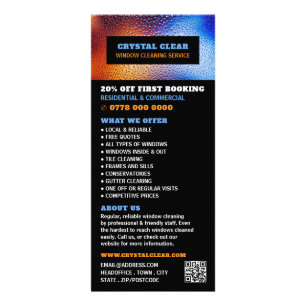 Regenwater, prijslijst voor Windows reiniging Reclamekaart