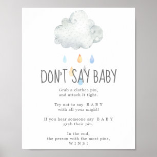 Regenwolk Jongen Zeg Niet Baby Spel Bord Poster