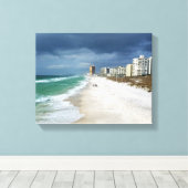 Regenwolken boven het strand canvas afdruk (Insitu (Houten vloer))
