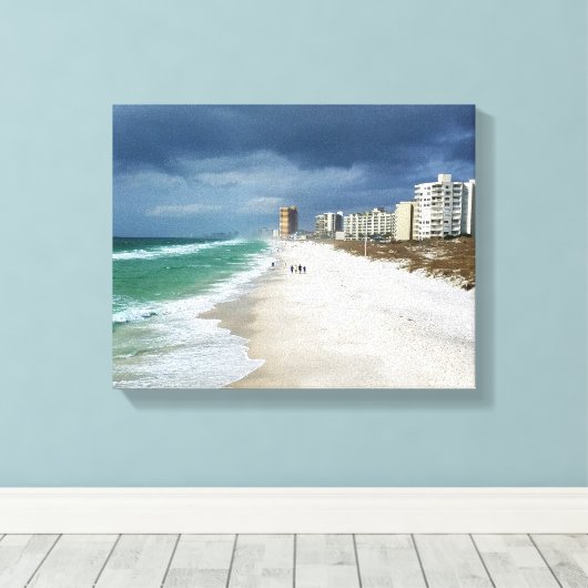 Regenwolken boven het strand canvas afdruk (Insitu (Houten vloer))