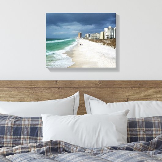 Regenwolken boven het strand canvas afdruk (Insitu (Slaapkamer))