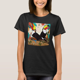 Regenwoud Bloemen Tropische Zoo Dierlijke Vogel Ex T-shirt