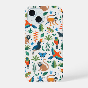 Regenwoud Dierenpatroon iPhone 15 Case