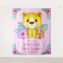 Regenwoud Jungle Luipaard Baby Shower Achtergrondp Wandkleed