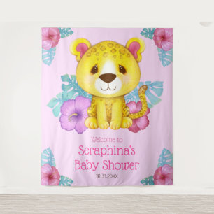 Regenwoud Jungle Luipaard Baby Shower Achtergrondp Wandkleed