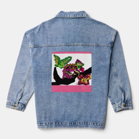 Regenwoud Kameleon plezier Denim Jacket (Achterkant)