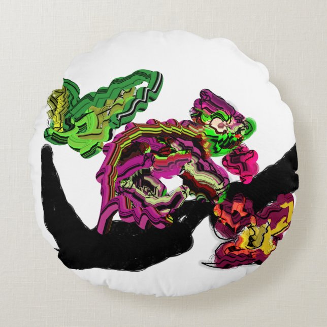 Regenwoud Kameleon plezier Rond Kussen (Voorkant)