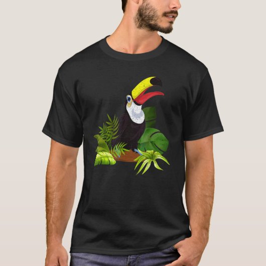 Regenwoud laat tropisch dier dierentuin vogel exot t-shirt (Voorkant)