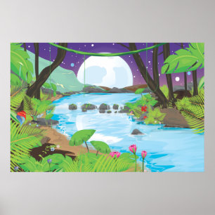 Regenwoud rivier poster