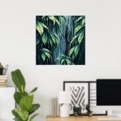 Regenwoud - Rustige illustratiestijl Kunst Poster (Thuiskantoor)