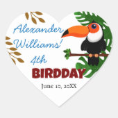 Regenwoud Schattige Toucan Bird Kind's verjaardags Hart Sticker (Voorkant)