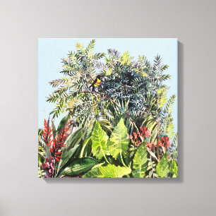 Regenwoud-waterverftoekan-tapijt – Tropisch J Canvas Afdruk