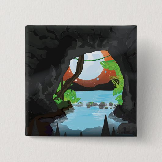 Regenwoudgrot Vierkante Button 5,1 Cm (Voorkant)
